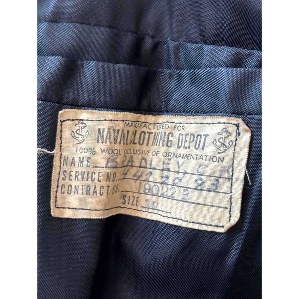 US Navy Military Wool Pea Coat Mens 30 Blue Naval Pembroke Button Issued - Picture 10 of 12